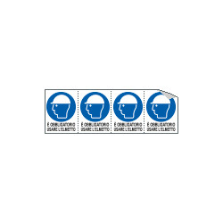 Foglio n. 4 etichette adesive obbligo uso elmetto EN ISO 7010