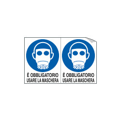 Foglio n. 2 etichette adesive obbligo usare maschera EN ISO 7010