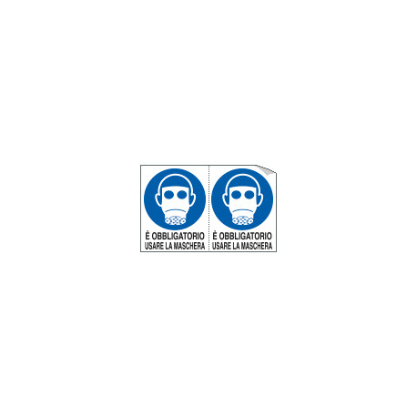 Foglio n. 2 etichette adesive obbligo usare maschera EN ISO 7010