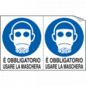 Foglio n. 2 etichette adesive obbligo usare maschera EN ISO 7010