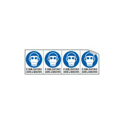 Foglio n. 4 etichette adesive obbligo uso maschera EN ISO 7010