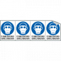 Foglio n. 4 etichette adesive obbligo uso maschera EN ISO 7010