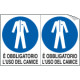 Foglio n. 2 etichette adesive obbligo uso camice EN ISO 7010