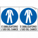 Foglio n. 2 etichette adesive obbligo uso camice EN ISO 7010