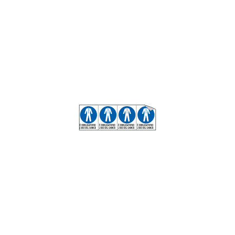 Foglio n. 4 etichette adesive obbligo uso camice EN ISO 7010