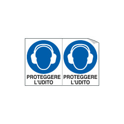 Foglio n. 2 etichette adesive proteggere udito EN ISO 7010