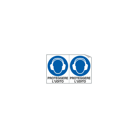 Foglio n. 2 etichette adesive proteggere udito EN ISO 7010