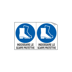 Foglio 2 etichette adesive obbligo scarpe protettive EN ISO 7010