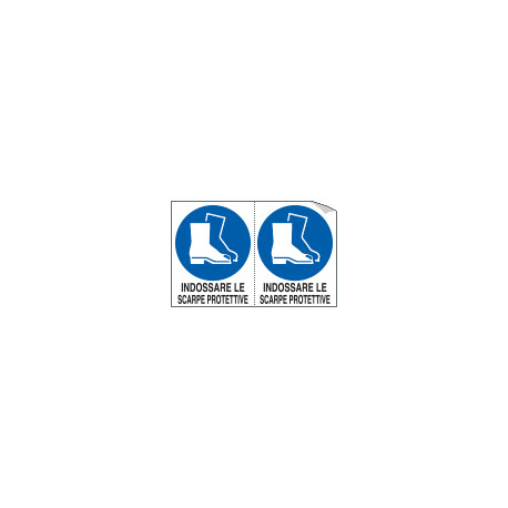 Foglio 2 etichette adesive obbligo scarpe protettive EN ISO 7010