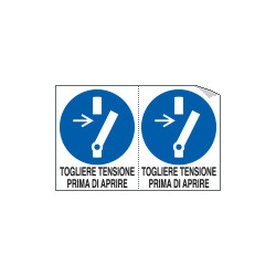 Foglio 2 etichette togliere tensione prima di aprire EN ISO 7010