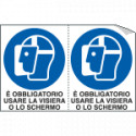 Foglio 2 etichette obbligo uso visiera o schermo EN ISO 7010