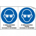 Foglio n. 2 et. adesive obbligo usare occhiali e schermo ISO 7010