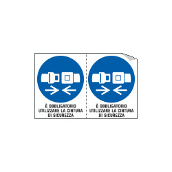 Foglio n. 2 etichette adesive obbligo uso cintura EN ISO 7010