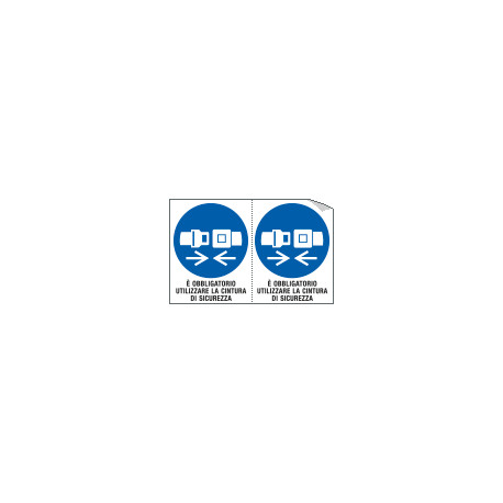 Foglio n. 2 etichette adesive obbligo uso cintura EN ISO 7010