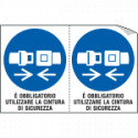 Foglio n. 2 etichette adesive obbligo uso cintura EN ISO 7010