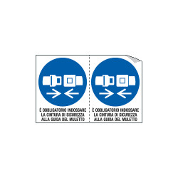 Foglio 2 etichette adesive obbligo cintura c muletto EN ISO 7010