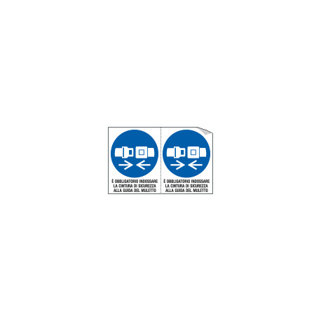 Foglio 2 etichette adesive obbligo cintura c muletto EN ISO 7010