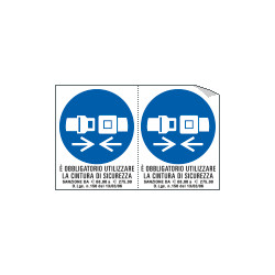 Foglio n. 2 etichette adesive obbligouso cintura EN ISO 7010