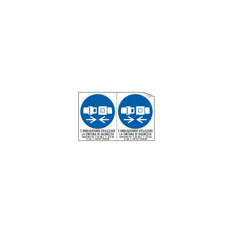 Foglio n. 2 etichette adesive obbligouso cintura EN ISO 7010