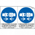 Foglio n. 2 etichette adesive obbligouso cintura EN ISO 7010