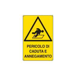 Cartello pericolo caduta e annegamento