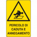 Cartello pericolo caduta e annegamento