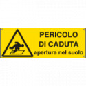 Cartello pericolo apertura nel suolo. . . .