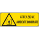 Cartello pericolo attenzione ambiente confinato