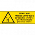 Etichetta pericolo ambiente confinato per accedere fare riferimento. . .