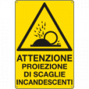 Cartello pericolo proiezione scaglie incandescenti