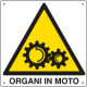 Cartello pericolo organi in moto