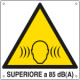 Cartello pericolo rumore superiore 85dBA