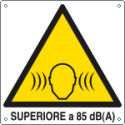 Cartello pericolo rumore superiore 85dBA