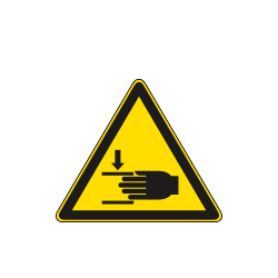 Etichetta adesiva pericolo schiacciamento mani EN ISO 7010