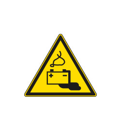 Cartello pericolo batterie in fase di carico solo simbolo EN ISO 7010