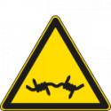 Cartello pericolo filo spinato EN ISO 7010