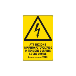 Cartello attenzione impianto fotovoltaico EN ISO 7010