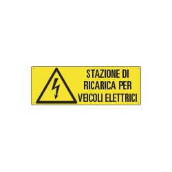 Cartello attenzione stazione di ricarica veicoli elettrici