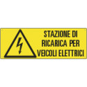Cartello attenzione stazione di ricarica veicoli elettrici
