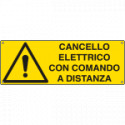Cartello pericolo cancello elettrico comandato EN ISO 7010