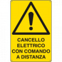 Cartello pericolo cancello elettrico comandato EN ISO 7010