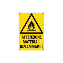 Cartello attenzione materiali infiammabili EN ISO 7010