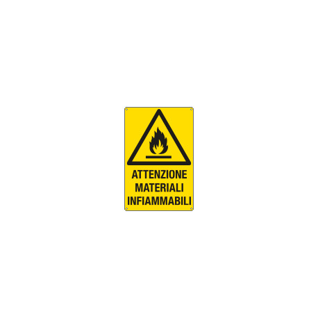 Cartello attenzione materiali infiammabili EN ISO 7010