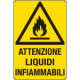Cartello pericolo attenzione liquidi infiammabili EN ISO 7010