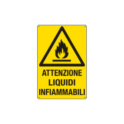 Cartello pericolo attenzione liquidi infiammabili EN ISO 7010