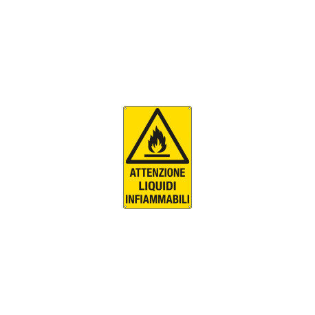 Cartello pericolo attenzione liquidi infiammabili EN ISO 7010