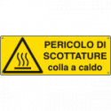 Cartello pericolo di scottature colla a caldo EN ISO 7010