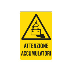 Cartello pericolo attenzione accumulatori EN ISO 7010