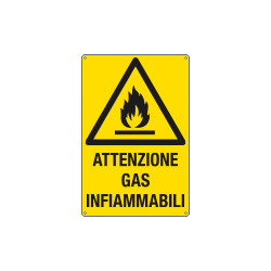 Cartello pericolo attenzione gas infiammabili EN ISO 7010