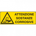 Etichetta adesiva attenzione sostanze corrosive EN ISO 7010